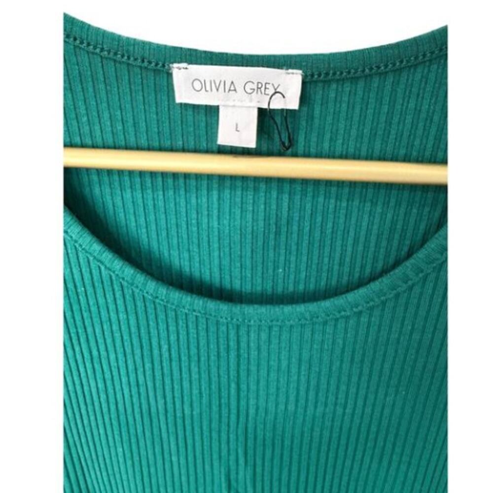 ✨ OLIVIA GREY NWOT Green Ribbed Maxi Tank Dress L Side Slit Stitch Fix 🌿 - Picture 4 of 6